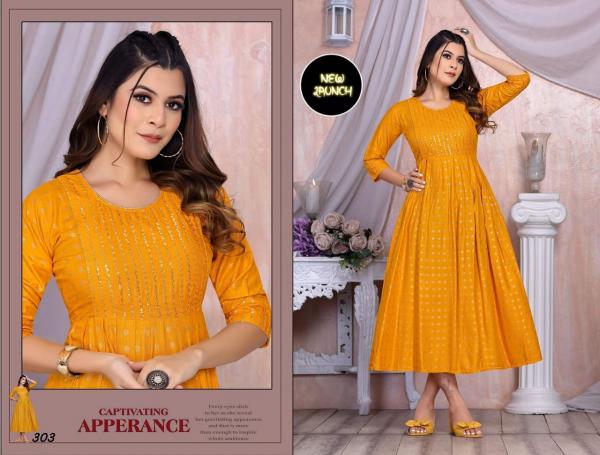 Trendy Golden Beauty 2 Embroidery Long Kurti Collection